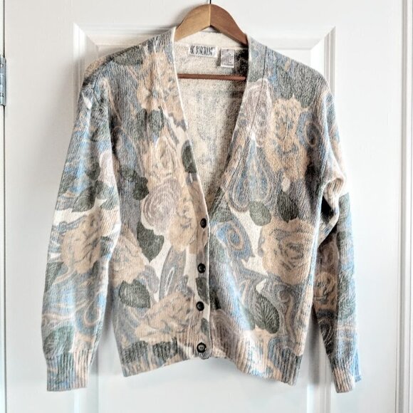 Vintage De Rotchild Silk Angora Lambswool Pastel Cardigan - Picture 1 of 6